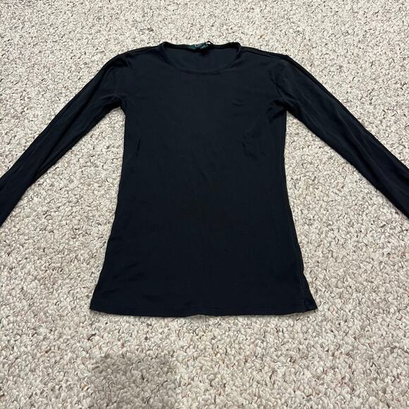Lauren Ralph Lauren Tops - Lauren Ralph Lauren Long Sleeve Tee Black Sz XXS Embroidered Logo Preppy
